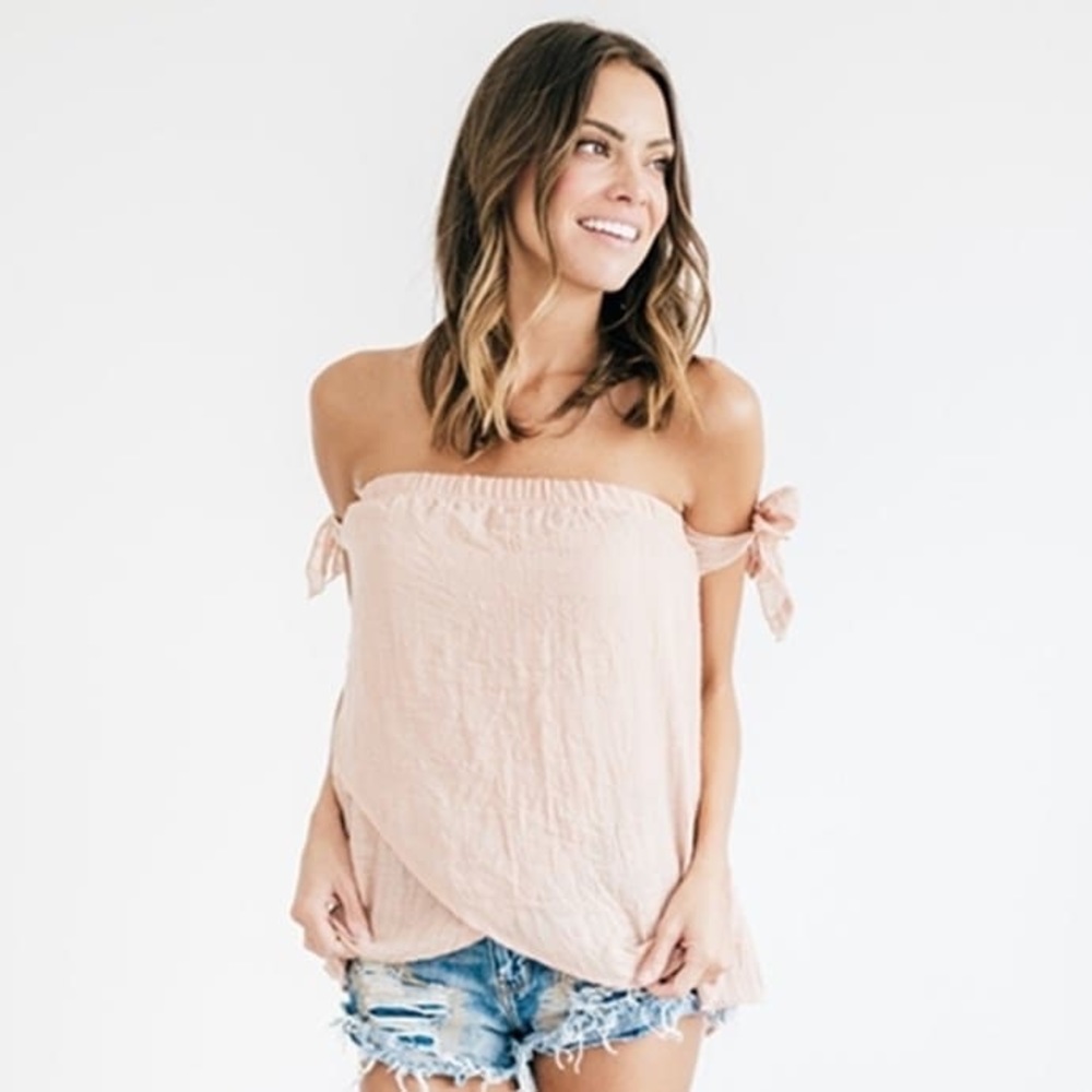 Off Shoulder Tie Sleeve Top